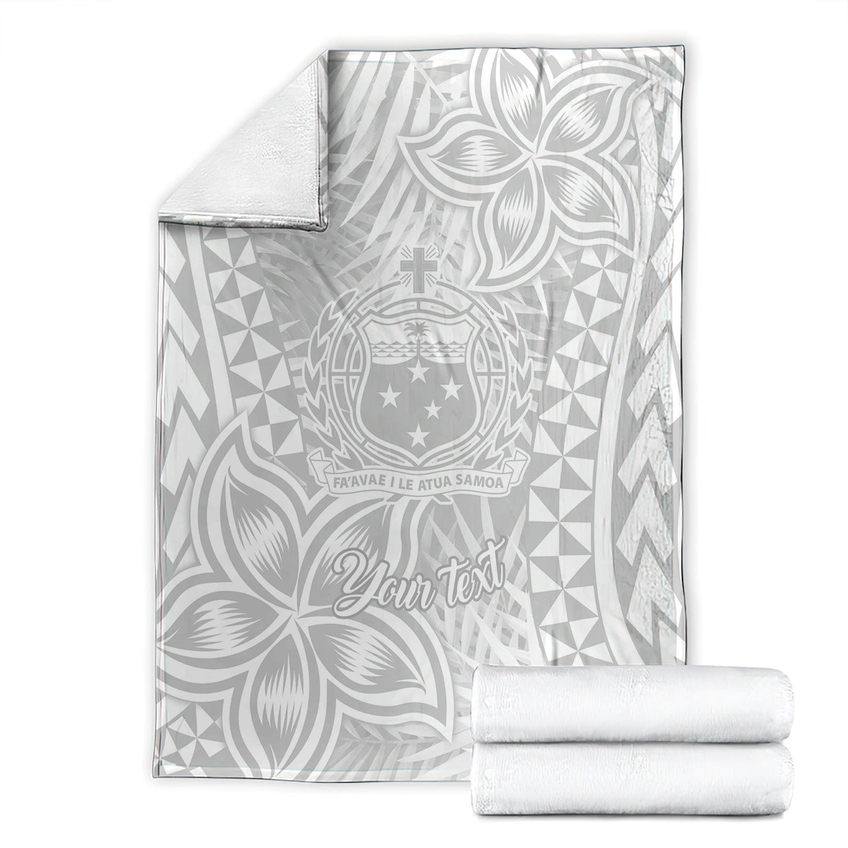 Personalised Samoa Lotu Tamait Blanket Tropical Plant White Sunday With Polynesia Pattern LT9 - Polynesian Pride