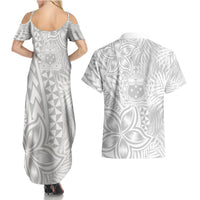 Personalised Samoa Lotu Tamait Couples Matching Summer Maxi Dress and Hawaiian Shirt Tropical Plant White Sunday With Polynesia Pattern LT9 - Polynesian Pride