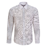 Personalised Samoa Lotu Tamait Family Matching Short Sleeve Bodycon Dress and Hawaiian Shirt Tropical Plant White Sunday With Polynesia Pattern LT9 Dad's Shirt - Long Sleeve White - Polynesian Pride