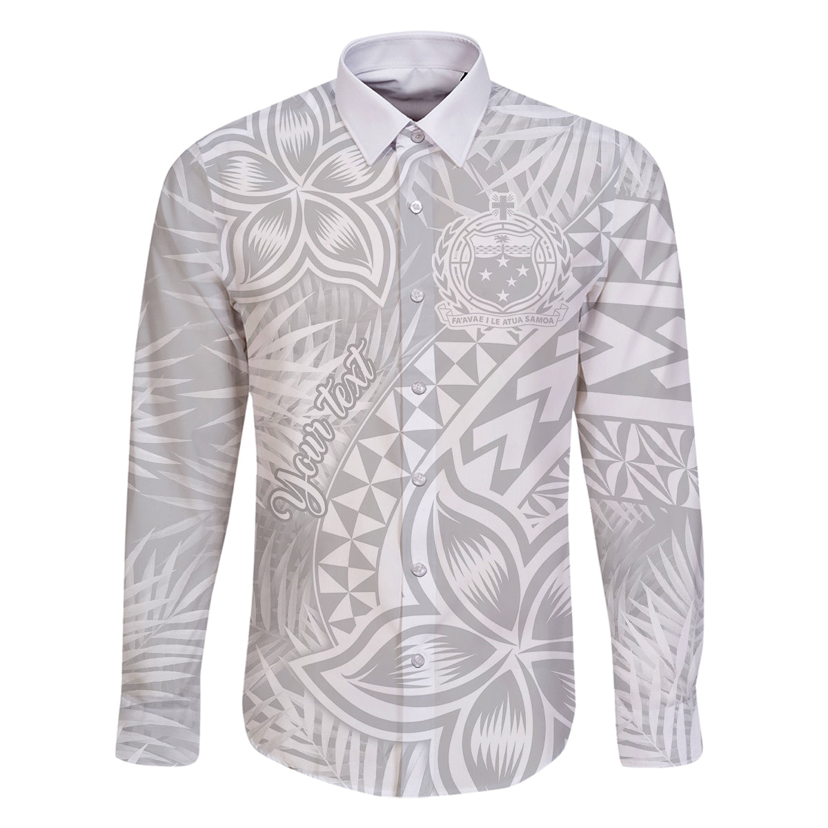 Personalised Samoa Lotu Tamait Family Matching Summer Maxi Dress and Hawaiian Shirt Tropical Plant White Sunday With Polynesia Pattern LT9 Dad's Shirt - Long Sleeve White - Polynesian Pride