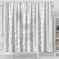 Personalised Samoa Lotu Tamait Shower Curtain Tropical Plant White Sunday With Polynesia Pattern LT9 - Polynesian Pride