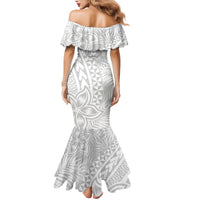 Personalised Tonga White Sunday Family Matching Mermaid Dress and Hawaiian Shirt Tropical Plant With Polynesian Pattern LT9 - Polynesian Pride