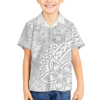 Personalised Tonga White Sunday Family Matching Summer Maxi Dress and Hawaiian Shirt Tropical Plant With Polynesian Pattern LT9 Son's Shirt White - Polynesian Pride