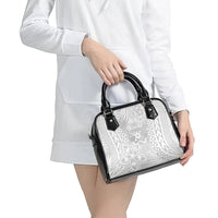 Personalised Tonga White Sunday Shoulder Handbag Tropical Plant With Polynesian Pattern LT9 - Polynesian Pride