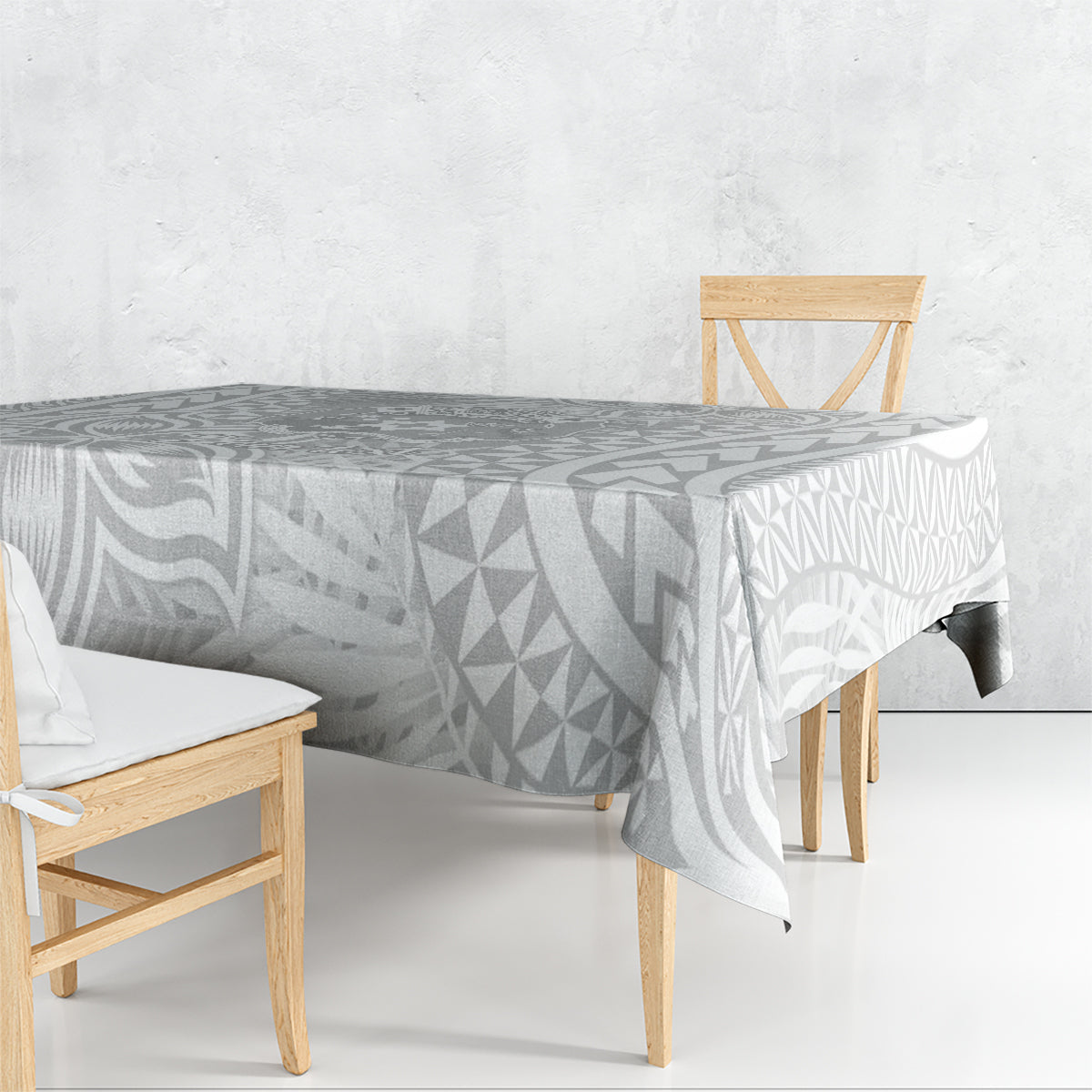 Personalised Tonga White Sunday Tablecloth Tropical Plant With Polynesian Pattern LT9 - Polynesian Pride