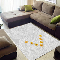 Tonga White Sunday Area Rug Polynesian Plumeria Tribal Simple LT9 - Polynesian Pride
