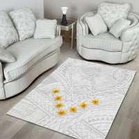 Tonga White Sunday Area Rug Polynesian Plumeria Tribal Simple LT9 - Polynesian Pride