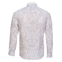 Tonga White Sunday Family Matching Long Sleeve Bodycon Dress and Hawaiian Shirt Polynesian Plumeria Tribal Simple LT9 - Polynesian Pride
