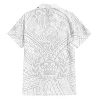 Tonga White Sunday Family Matching Off Shoulder Long Sleeve Dress and Hawaiian Shirt Polynesian Plumeria Tribal Simple LT9 - Polynesian Pride