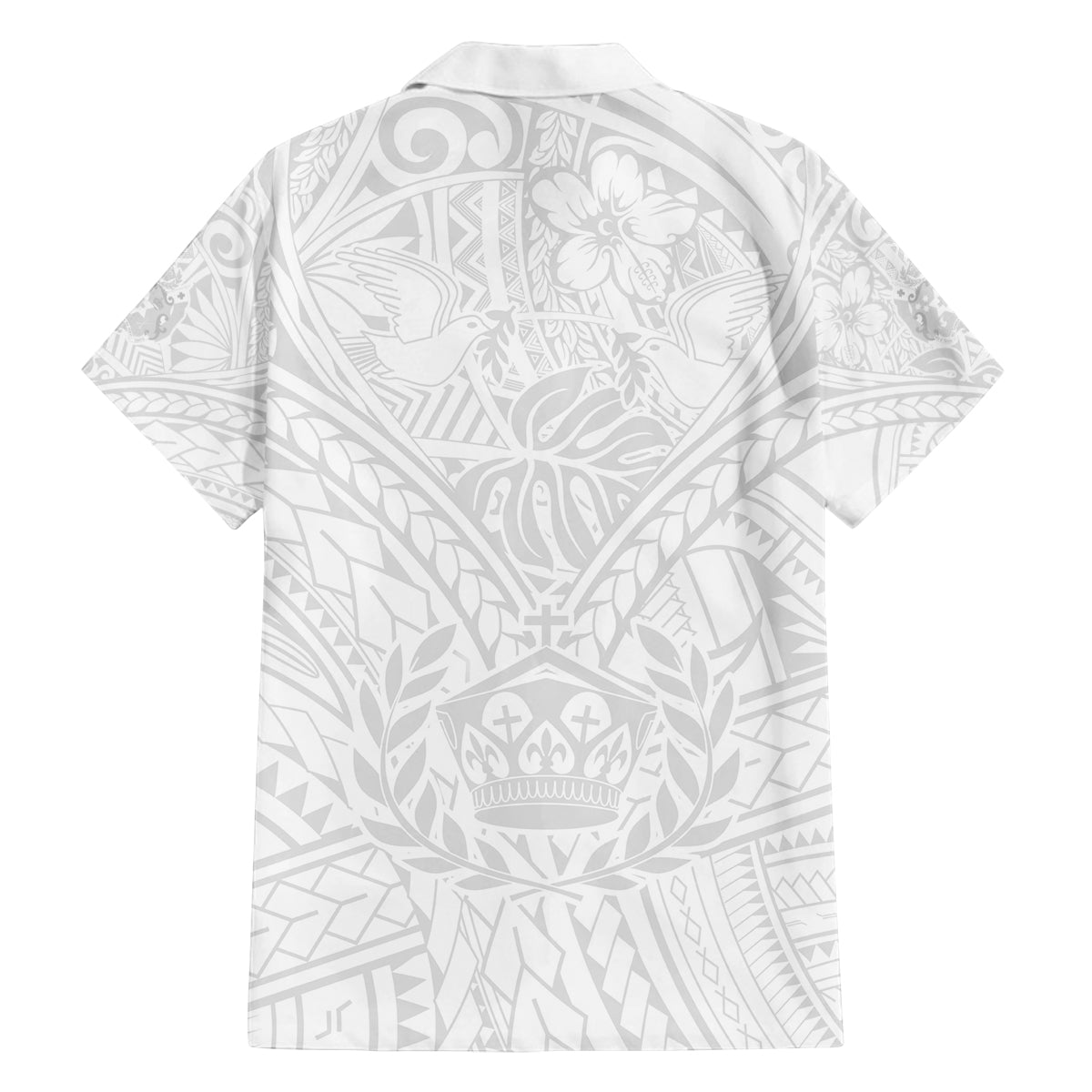 Tonga White Sunday Family Matching Off Shoulder Short Dress and Hawaiian Shirt Polynesian Plumeria Tribal Simple LT9 - Polynesian Pride