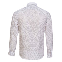 Tonga White Sunday Family Matching Puletasi Dress and Hawaiian Shirt Polynesian Plumeria Tribal Simple LT9 - Polynesian Pride