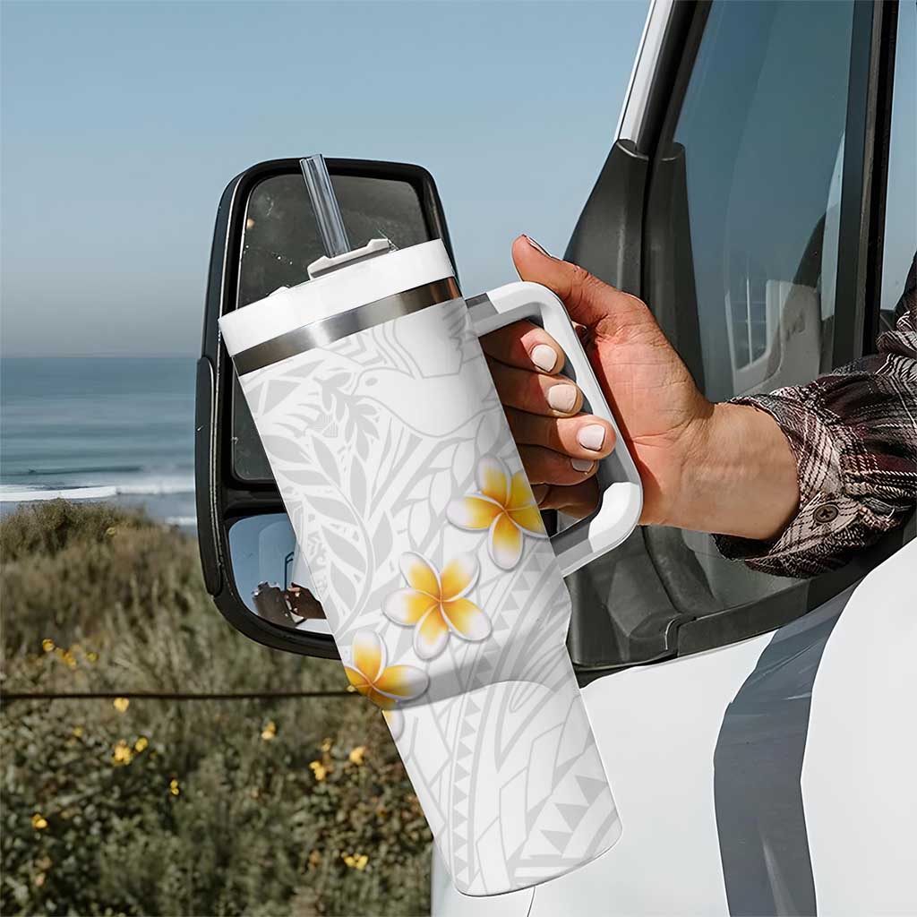 Tonga White Sunday Tumbler With Handle Polynesian Tribal Simple