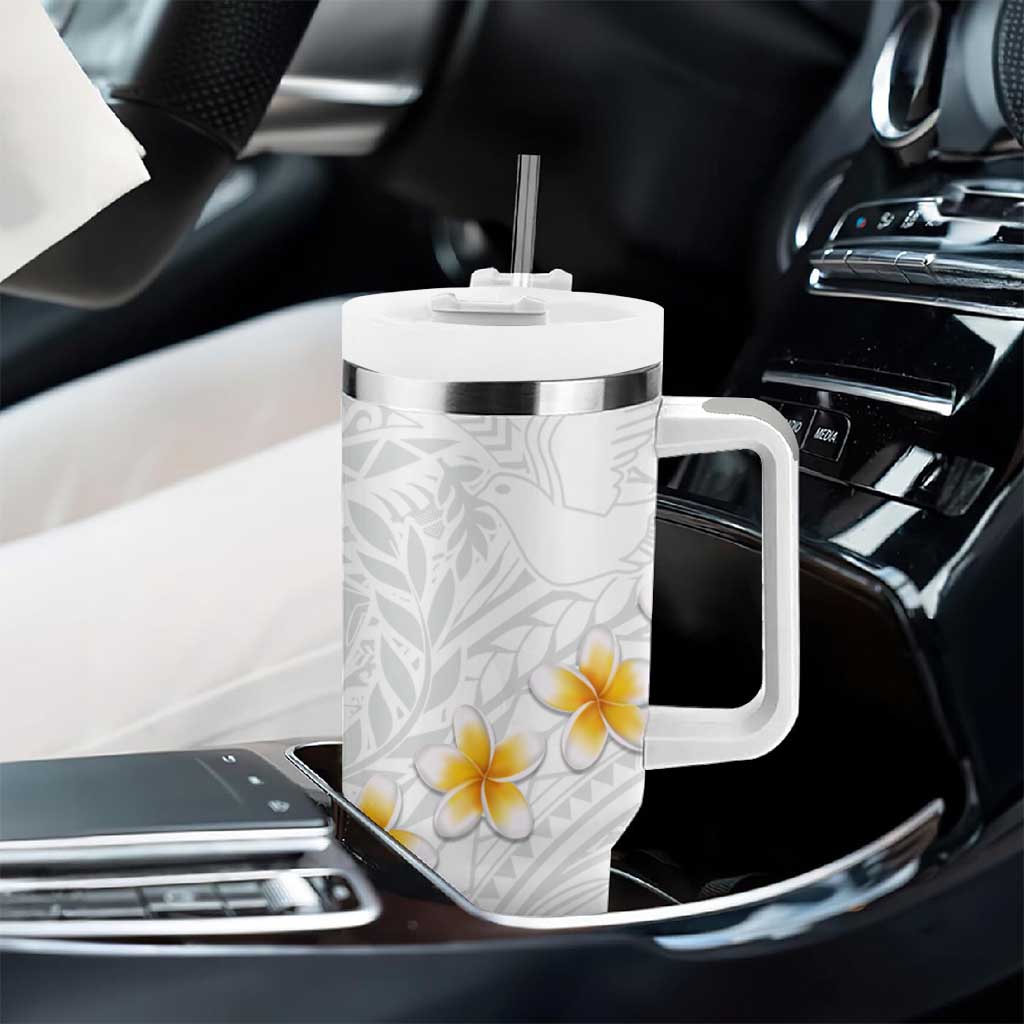 Tonga White Sunday Tumbler With Handle Polynesian Tribal Simple