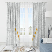 Tonga White Sunday Window Curtain Polynesian Plumeria Tribal Simple LT9 - Polynesian Pride