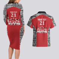 Custom Tonga Rugby Mate Ma'a Couples Matching Long Sleeve Bodycon Dress and Hawaiian Shirt Tonga XIII Make History Pacific Champions LT9 - Polynesian Pride