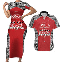 Custom Tonga Rugby Mate Ma'a Couples Matching Short Sleeve Bodycon Dress and Hawaiian Shirt Tonga XIII Make History Pacific Champions LT9 Red - Polynesian Pride