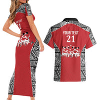 Custom Tonga Rugby Mate Ma'a Couples Matching Short Sleeve Bodycon Dress and Hawaiian Shirt Tonga XIII Make History Pacific Champions LT9 - Polynesian Pride
