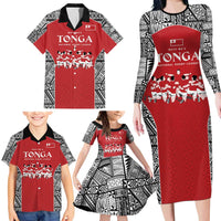 Custom Tonga Rugby Mate Ma'a Family Matching Long Sleeve Bodycon Dress and Hawaiian Shirt Tonga XIII Make History Pacific Champions LT9 - Polynesian Pride
