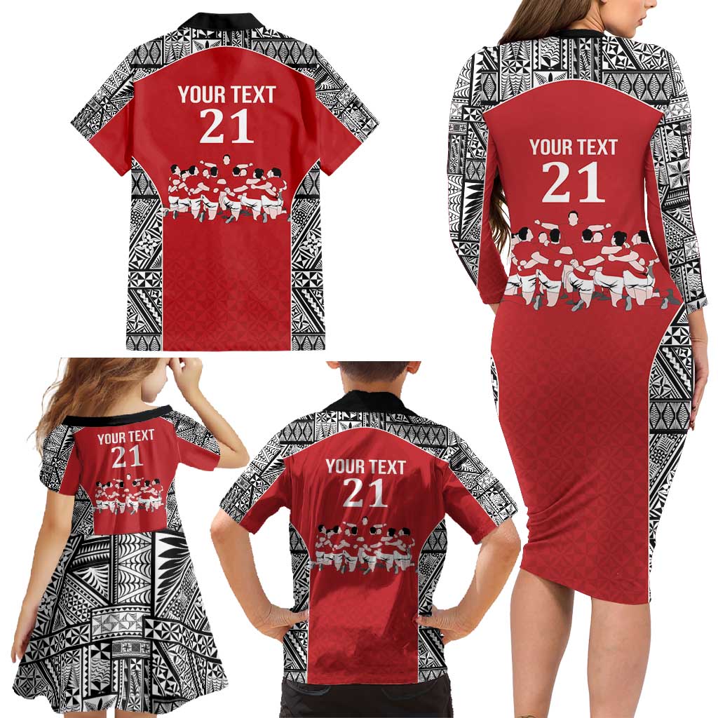 Custom Tonga Rugby Mate Ma'a Family Matching Long Sleeve Bodycon Dress and Hawaiian Shirt Tonga XIII Make History Pacific Champions LT9 - Polynesian Pride