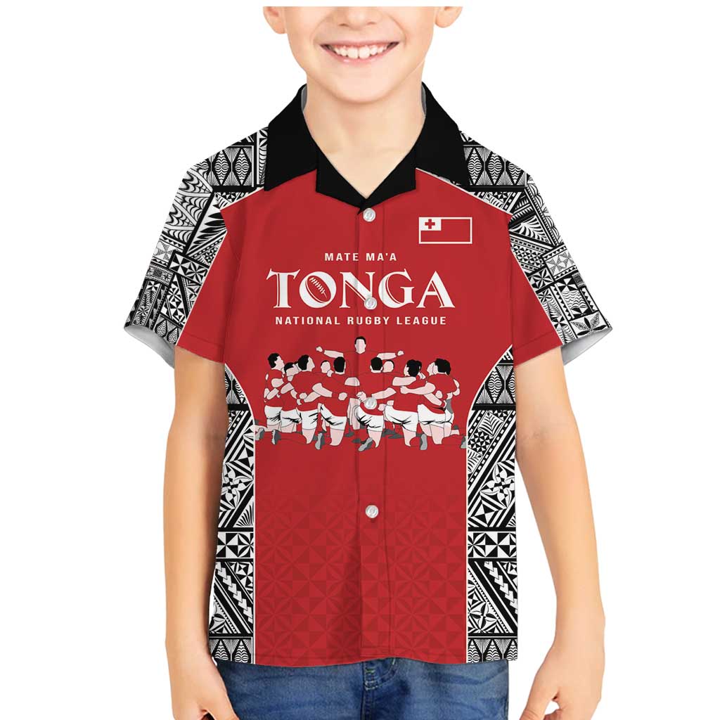 Custom Tonga Rugby Mate Ma'a Family Matching Mermaid Dress and Hawaiian Shirt Tonga XIII Make History Pacific Champions LT9 Son's Shirt Red - Polynesian Pride