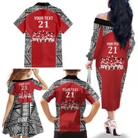 Custom Tonga Rugby Mate Ma'a Family Matching Off The Shoulder Long Sleeve Dress and Hawaiian Shirt Tonga XIII Make History Pacific Champions LT9 - Polynesian Pride