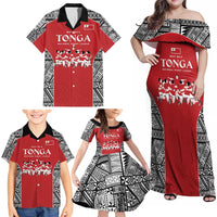 Custom Tonga Rugby Mate Ma'a Family Matching Off Shoulder Maxi Dress and Hawaiian Shirt Tonga XIII Make History Pacific Champions LT9 - Polynesian Pride
