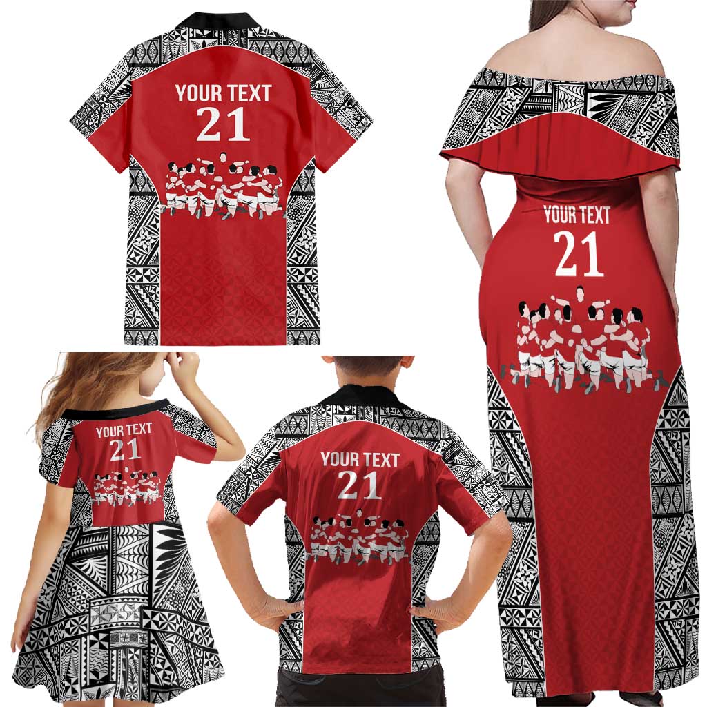 Custom Tonga Rugby Mate Ma'a Family Matching Off Shoulder Maxi Dress and Hawaiian Shirt Tonga XIII Make History Pacific Champions LT9 - Polynesian Pride