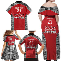 Custom Tonga Rugby Mate Ma'a Family Matching Off Shoulder Maxi Dress and Hawaiian Shirt Tonga XIII Make History Pacific Champions LT9 - Polynesian Pride