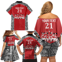 Custom Tonga Rugby Mate Ma'a Family Matching Off Shoulder Short Dress and Hawaiian Shirt Tonga XIII Make History Pacific Champions LT9 - Polynesian Pride