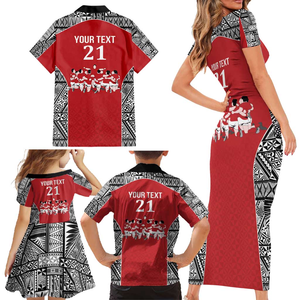Custom Tonga Rugby Mate Ma'a Family Matching Short Sleeve Bodycon Dress and Hawaiian Shirt Tonga XIII Make History Pacific Champions LT9 - Polynesian Pride