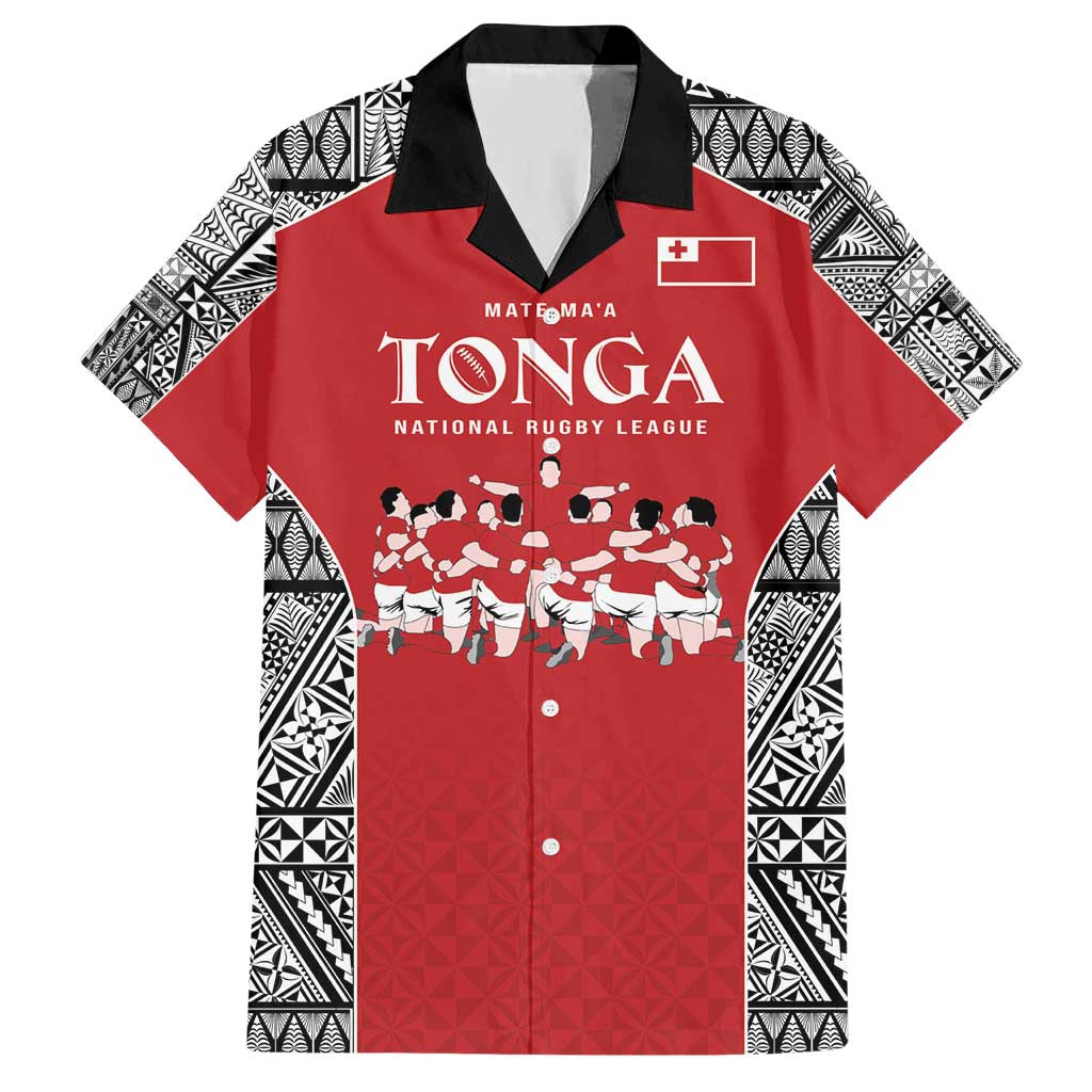 Custom Tonga Rugby Mate Ma'a Family Matching Short Sleeve Bodycon Dress and Hawaiian Shirt Tonga XIII Make History Pacific Champions LT9 Dad's Shirt - Short Sleeve Red - Polynesian Pride