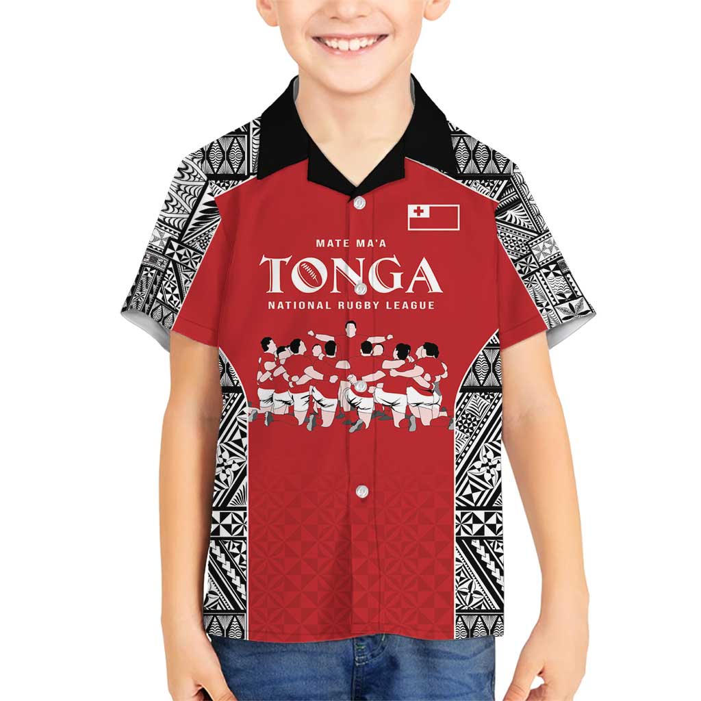 Custom Tonga Rugby Mate Ma'a Family Matching Summer Maxi Dress and Hawaiian Shirt Tonga XIII Make History Pacific Champions LT9 Son's Shirt Red - Polynesian Pride