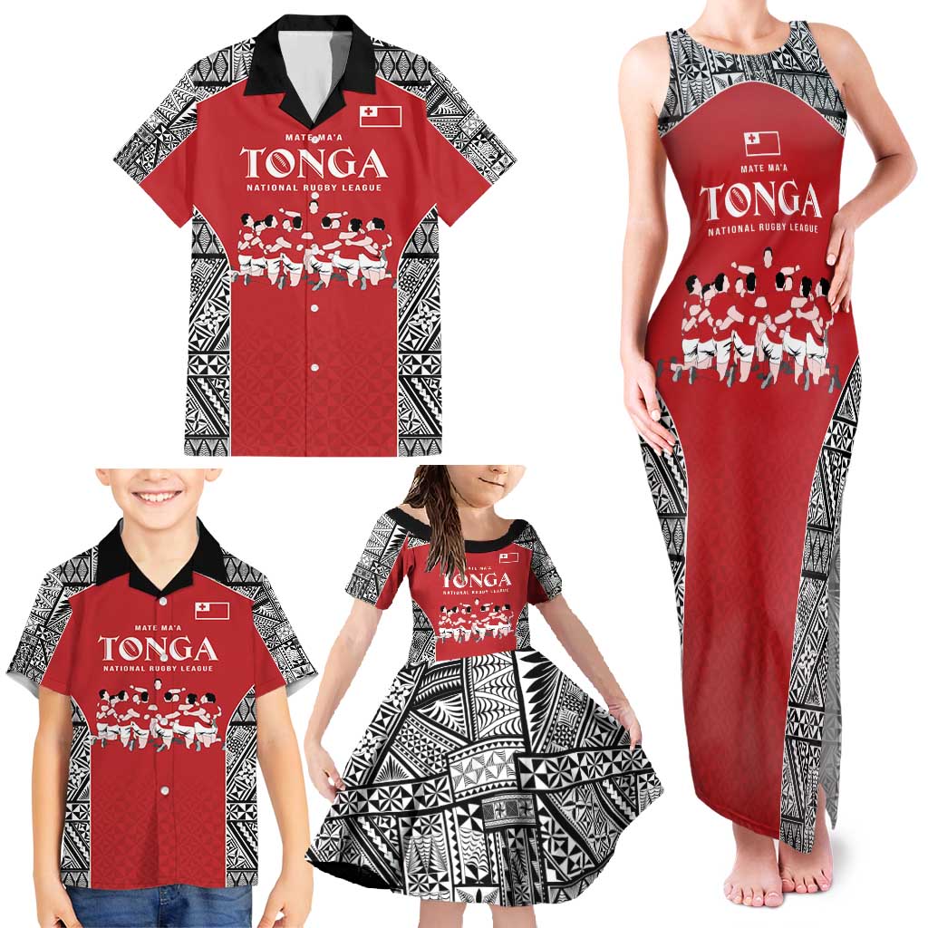 Custom Tonga Rugby Mate Ma'a Family Matching Tank Maxi Dress and Hawaiian Shirt Tonga XIII Make History Pacific Champions LT9 - Polynesian Pride