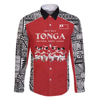 Custom Tonga Rugby Mate Ma'a Family Matching Tank Maxi Dress and Hawaiian Shirt Tonga XIII Make History Pacific Champions LT9 Dad's Shirt - Long Sleeve Red - Polynesian Pride