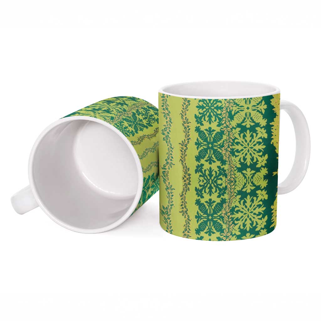 Hawaii Lei with Tribal Quilt Motif Ceramic Mug - Polynesian Pride