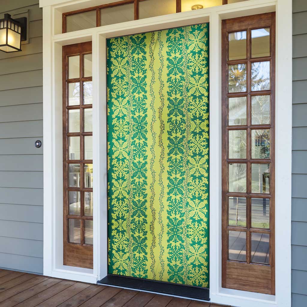 Hawaii Lei with Tribal Quilt Motif Door Cover - Polynesian Pride