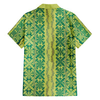 Hawaii Lei with Tribal Quilt Motif Family Matching Off The Shoulder Long Sleeve Dress and Hawaiian Shirt LT9 - Polynesian Pride