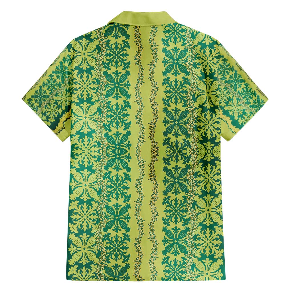 Hawaii Lei with Tribal Quilt Motif Family Matching Off Shoulder Maxi Dress and Hawaiian Shirt LT9 - Polynesian Pride