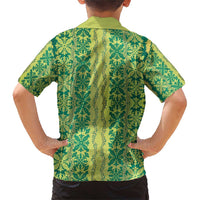Hawaii Lei with Tribal Quilt Motif Family Matching Short Sleeve Bodycon Dress and Hawaiian Shirt LT9 - Polynesian Pride