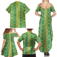 Hawaii Lei with Tribal Quilt Motif Family Matching Summer Maxi Dress and Hawaiian Shirt LT9 - Polynesian Pride