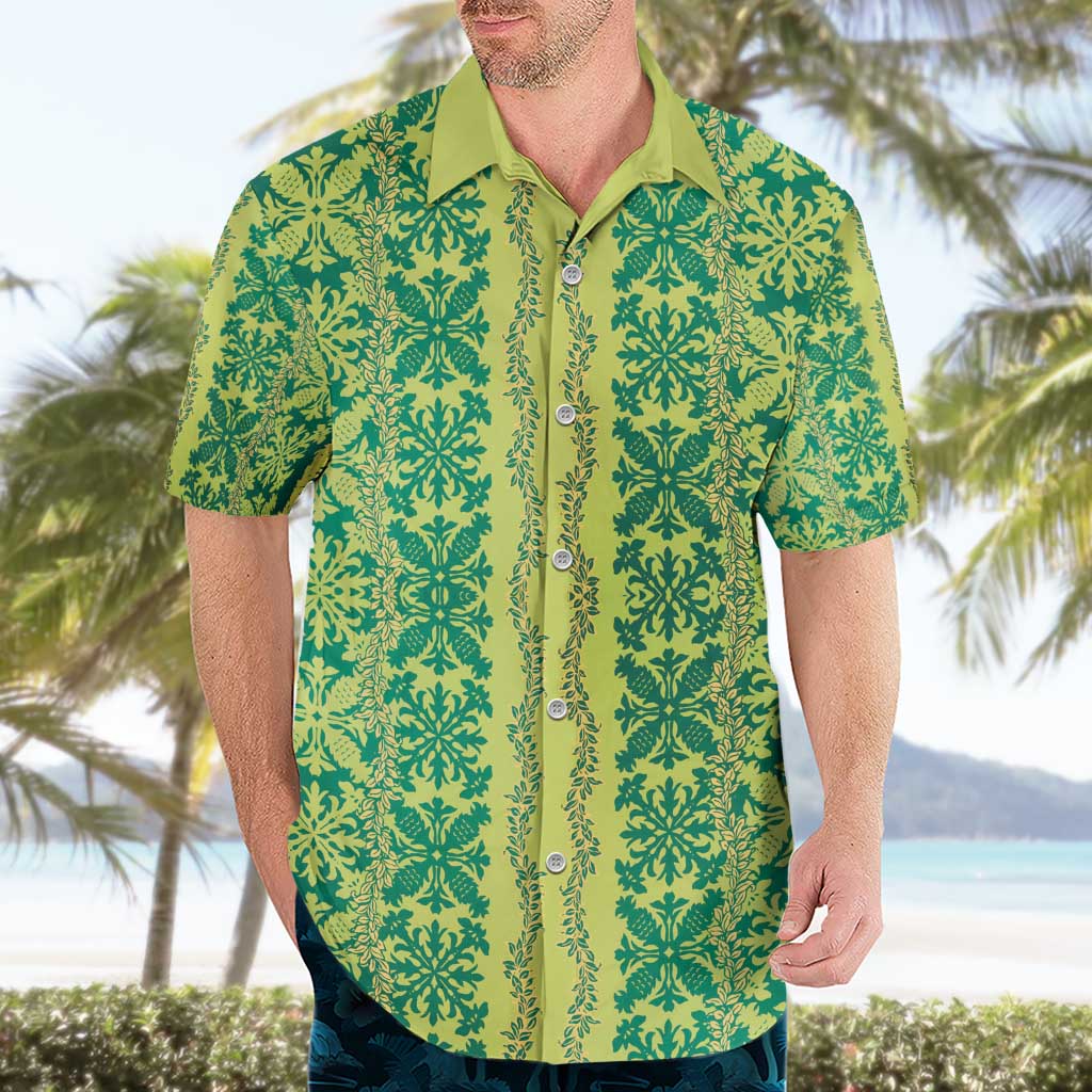 Hawaii Lei with Tribal Quilt Motif Hawaiian Shirt LT9 - Polynesian Pride