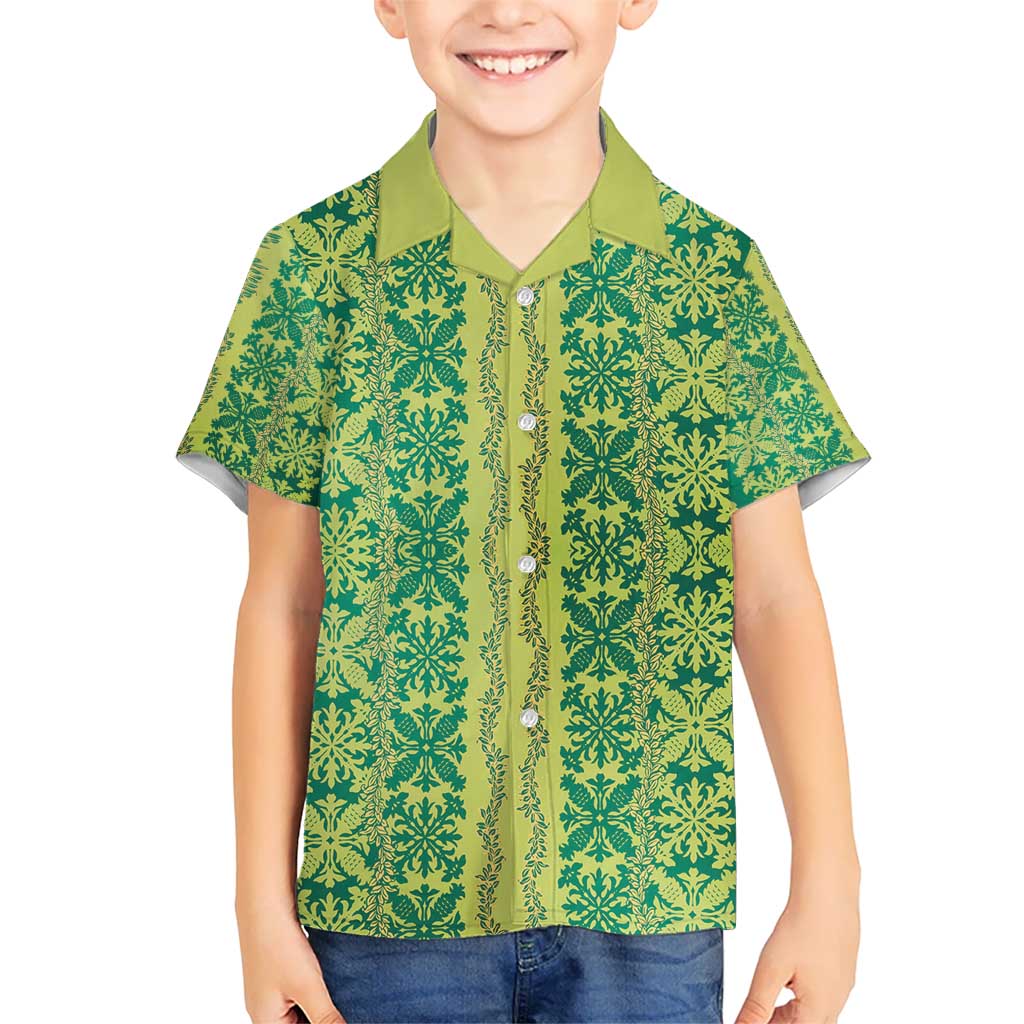 Hawaii Lei with Tribal Quilt Motif Hawaiian Shirt LT9 - Polynesian Pride
