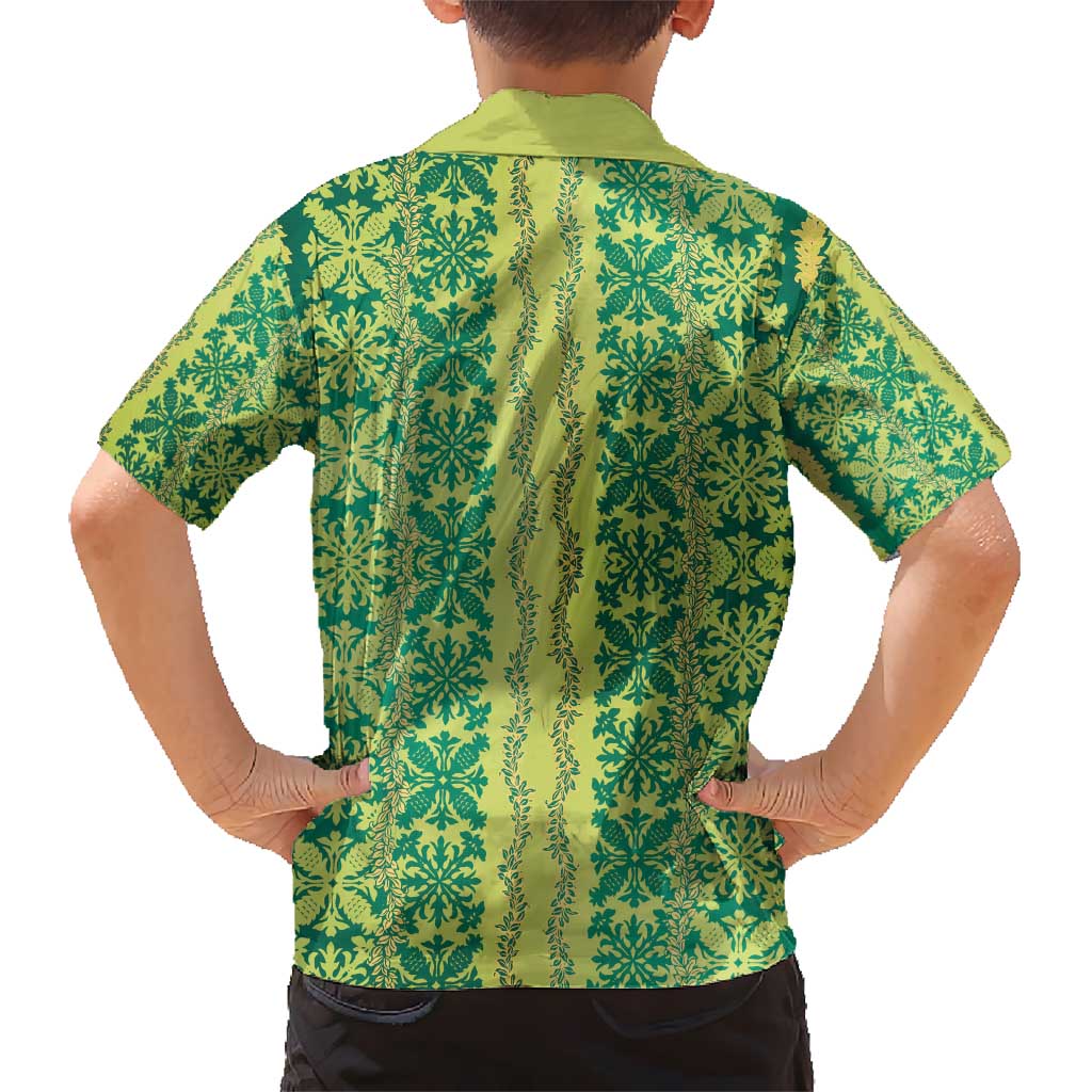 Hawaii Lei with Tribal Quilt Motif Hawaiian Shirt LT9 - Polynesian Pride