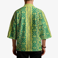 Hawaii Lei with Tribal Quilt Motif Kimono - Polynesian Pride