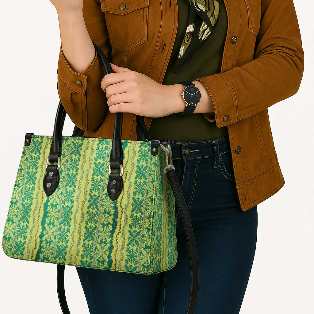 Hawaii Lei with Tribal Quilt Motif Leather Bag - Polynesian Pride