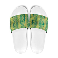 Hawaii Lei with Tribal Quilt Motif Slide Sandals - Polynesian Pride