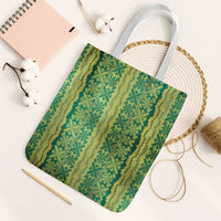 Hawaii Lei with Tribal Quilt Motif Tote Bag LT9 White Strap One Size Green - Polynesian Pride
