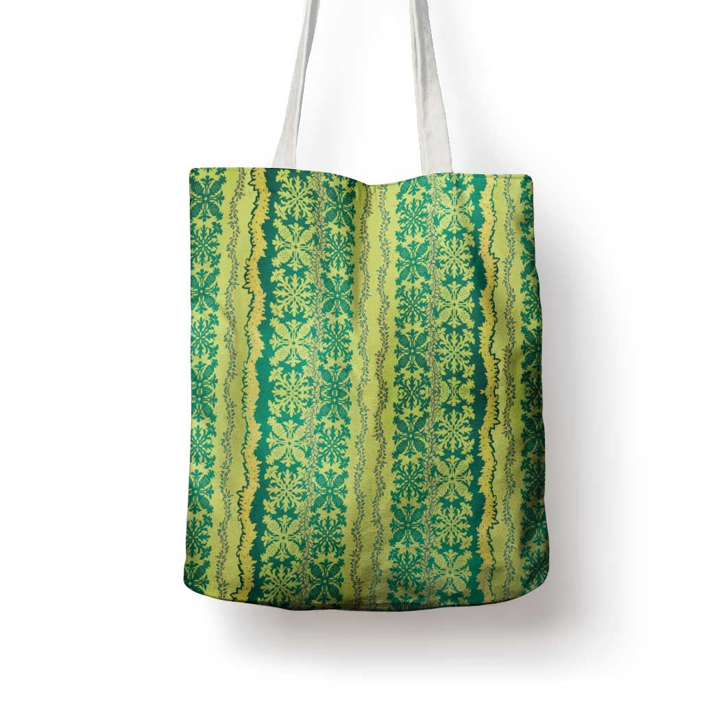 Hawaii Lei with Tribal Quilt Motif Tote Bag LT9 - Polynesian Pride