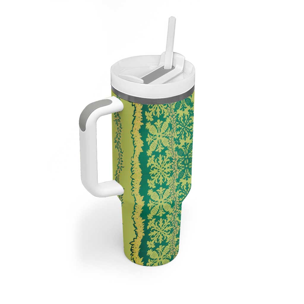 Hawaii Lei with Tribal Quilt Motif Tumbler With Handle