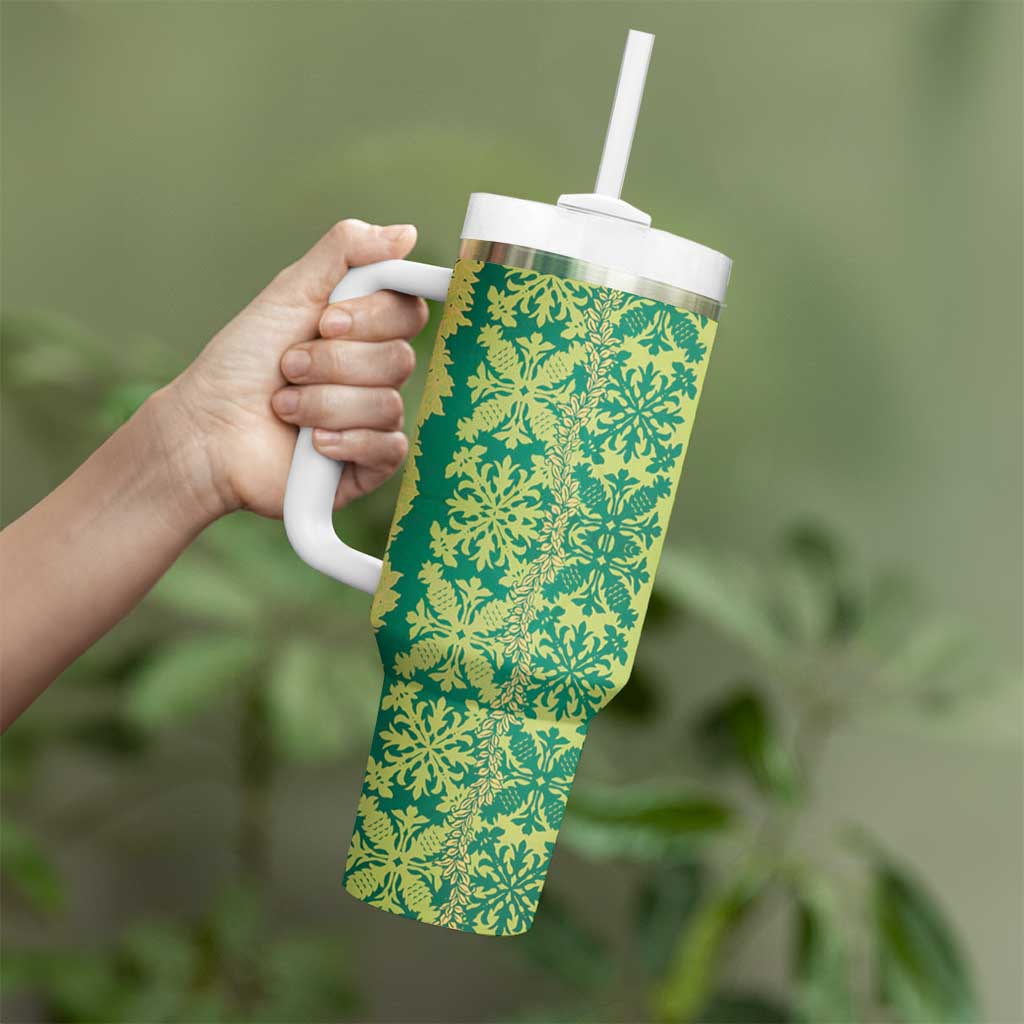 Hawaii Lei with Tribal Quilt Motif Tumbler With Handle